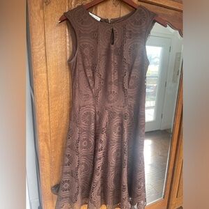 Keyhole brown lace dress